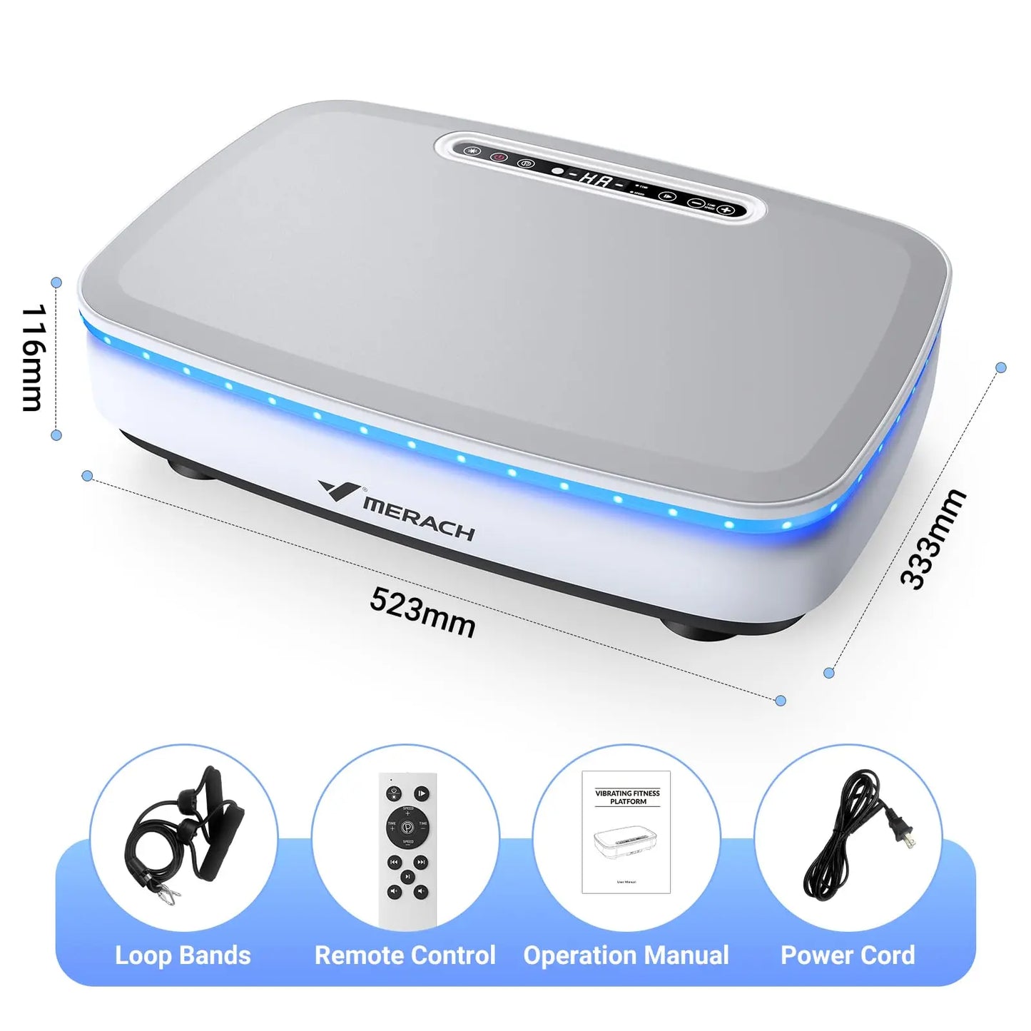 Merach Vibration Plate Exercise Machine Whole Body Workout Power Vibration Platform Lymphatic Drainage Black or White