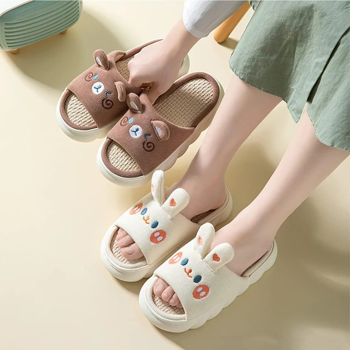 CN Fujian Cartoon Animal Slippers For Women Indoor Use