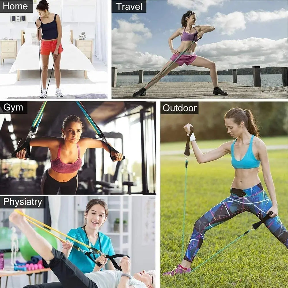 Latex Resistance Pull Bands Rope for Pilates Yoga CrossFit Fitness 11 Piece Set