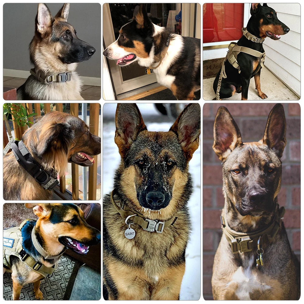 Dog Training Collar Adjustable Tactical Dog Collar and Leash Set with Control Handle for Small and Large Dogs