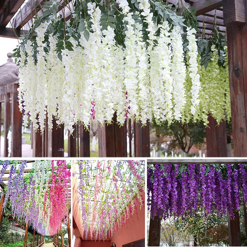 Artificial Wisteria Wreath Rattan for Wedding Arch Decor