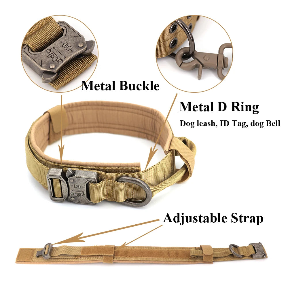 Dog Training Collar Adjustable Tactical Dog Collar and Leash Set with Control Handle for Small and Large Dogs
