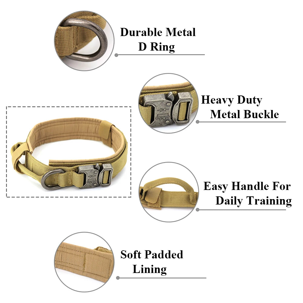 Dog Training Collar Adjustable Tactical Dog Collar and Leash Set with Control Handle for Small and Large Dogs