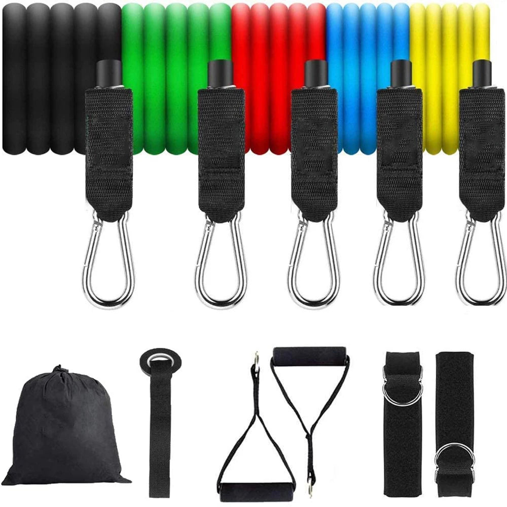 Latex Resistance Pull Bands Rope for Pilates Yoga CrossFit Fitness 11 Piece Set