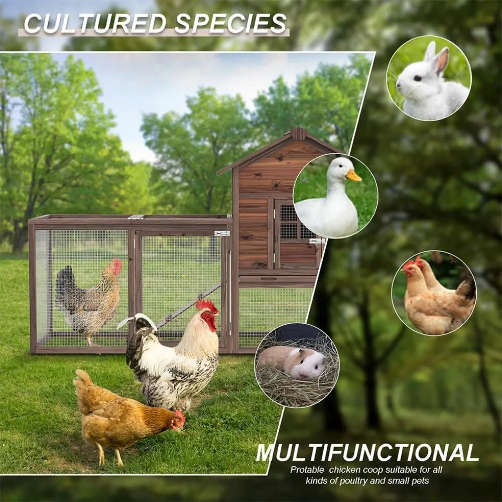 Large Wooden Chicken Coop 160 Inch Outdoor Chicken Cages and Run with Nesting Boxes for 2 to 8 Chickens Hen Run Poultry Pet House