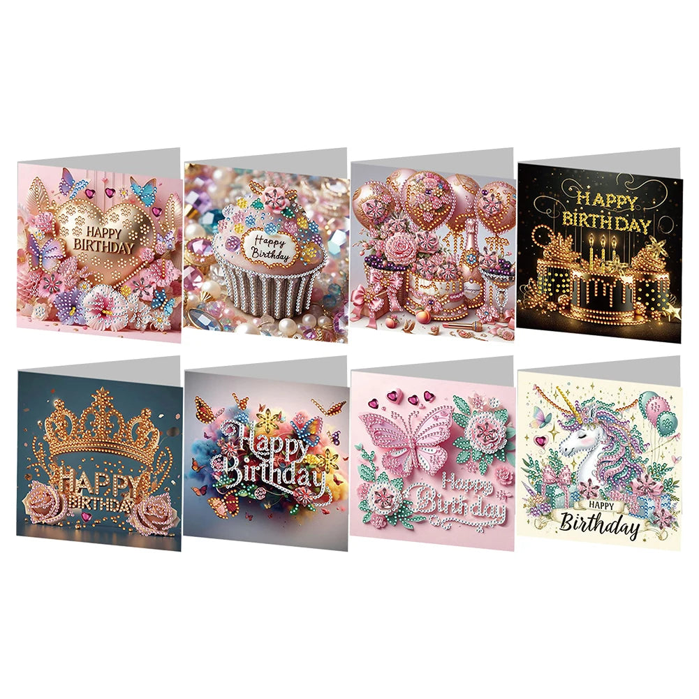 4 6 8 12PCS New 2024 Diamond Painting Greeting Cards DIY 5D Christmas Collection Festival Cards for Birthday and Christmas Gift