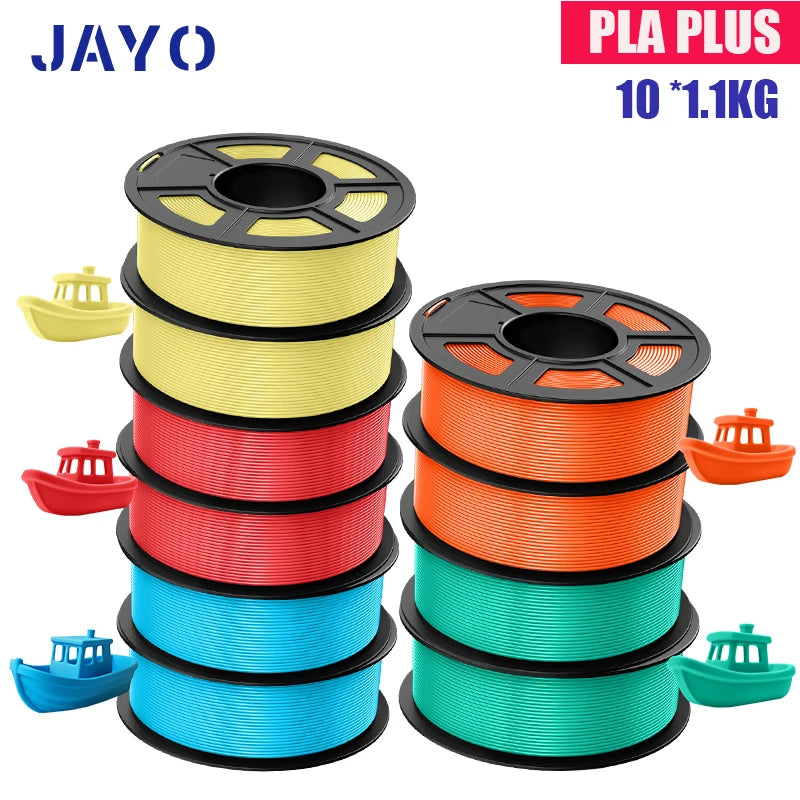 JAYO PLA Plus Filament 1.75mm 10 Rolls Set Non Toxic 3D Printing Refills Smooth No Bubbles Multiple Colors Optional