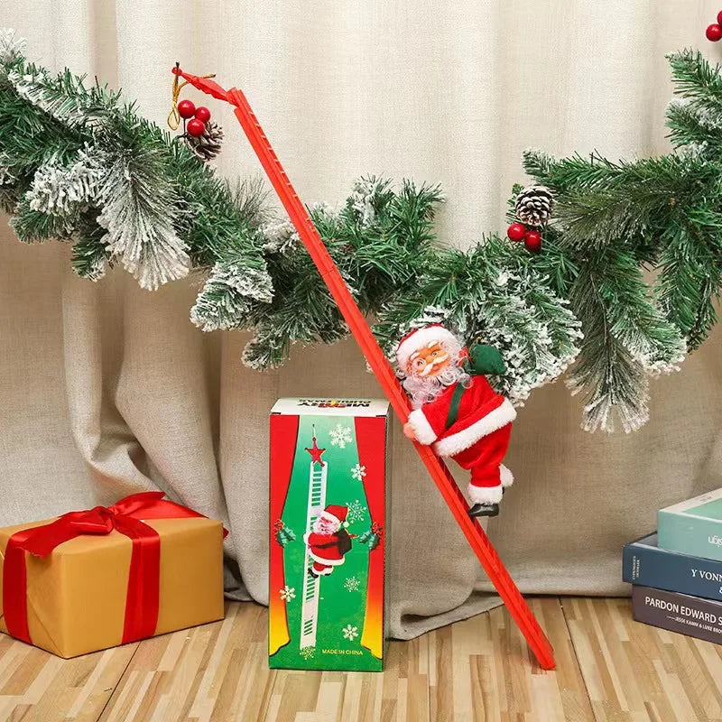 Christmas Decoration Electric Ladder Climbing Rope Santa Claus Gift Black Ladder Pendant
