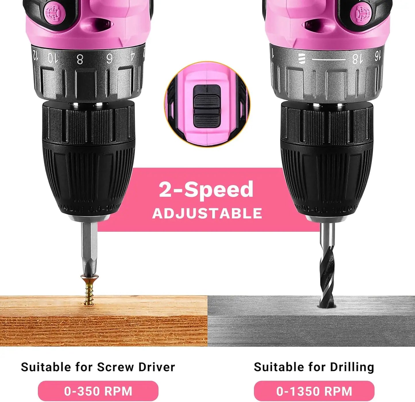 Power Drill Cordless: Pink Cordless Drill 20V
