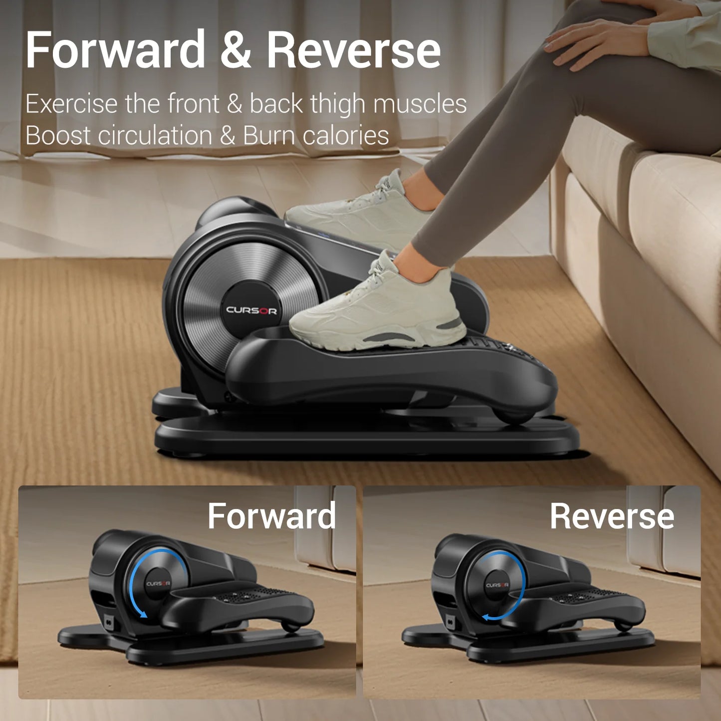 Exerciser Compact Under Desk Elliptical With Remote 12 Speed