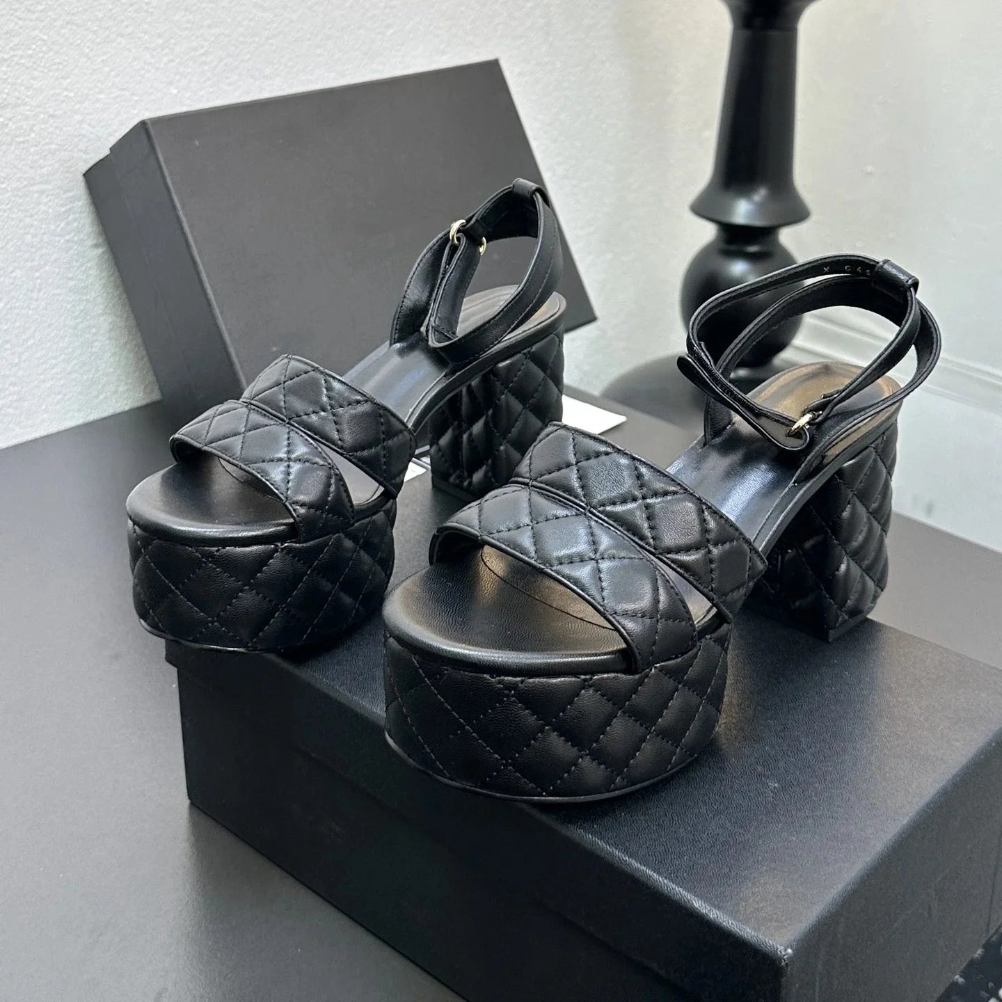 New Women's Genuine Leather Sandals Super High Heels Flat Platform Designer Shoes Size 34-41