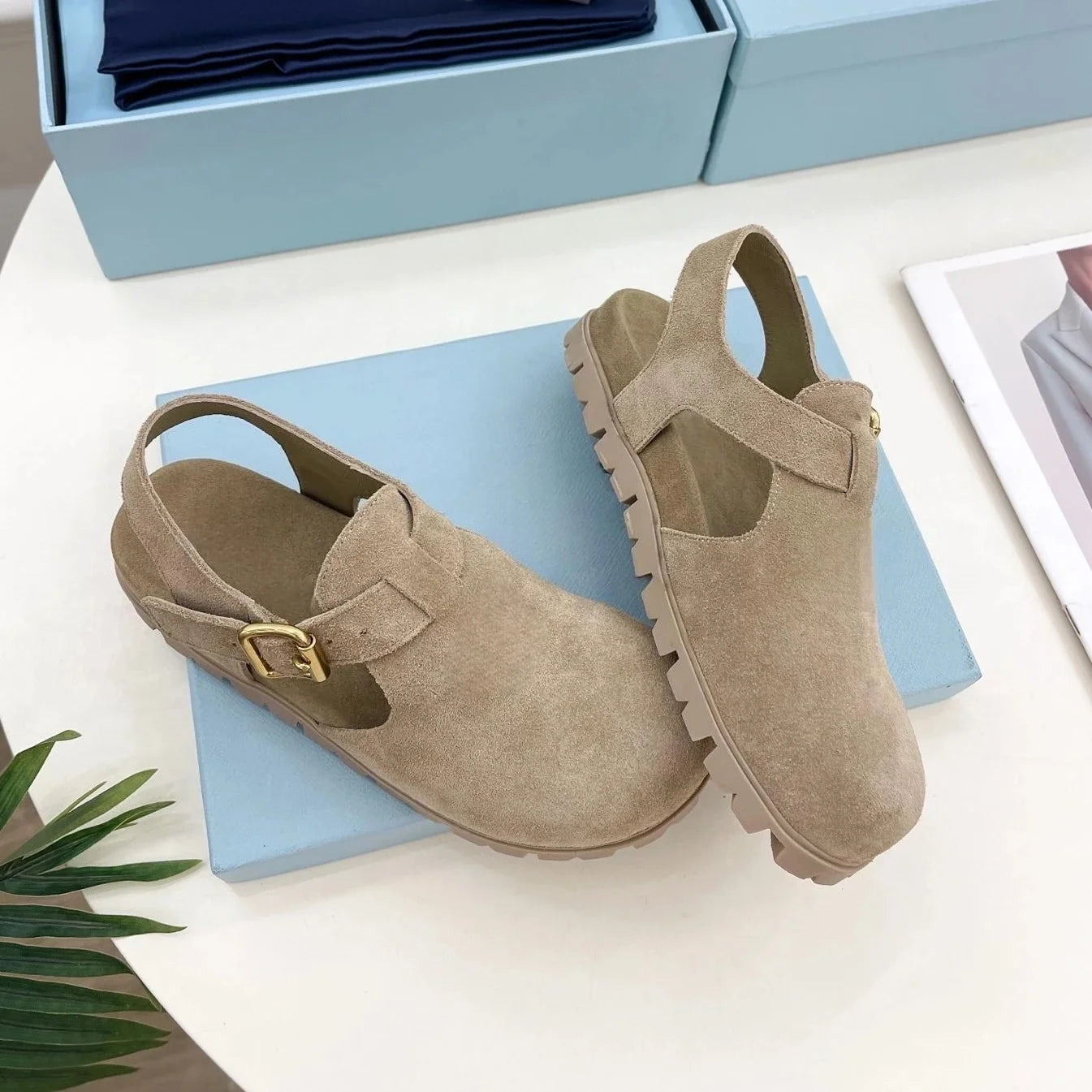 GUANSIYAO Retro Genuine Leather High Heel Mary Janes Shoes