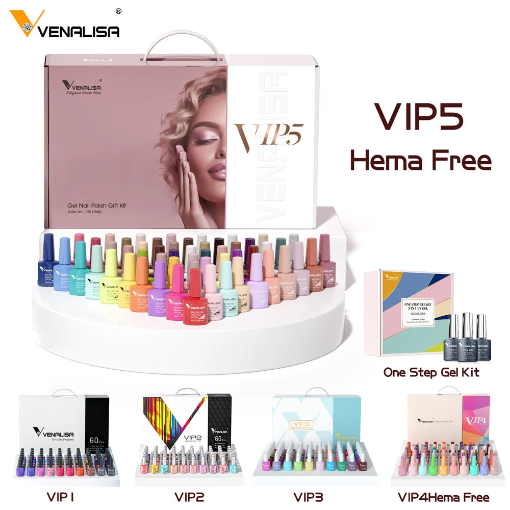 Venalisa VIP5 Kit Nail Gel Polish Hema Free Full Coverage 36 Color Gel Pigment Professional Nail Art Long Lasting Gel Varnish