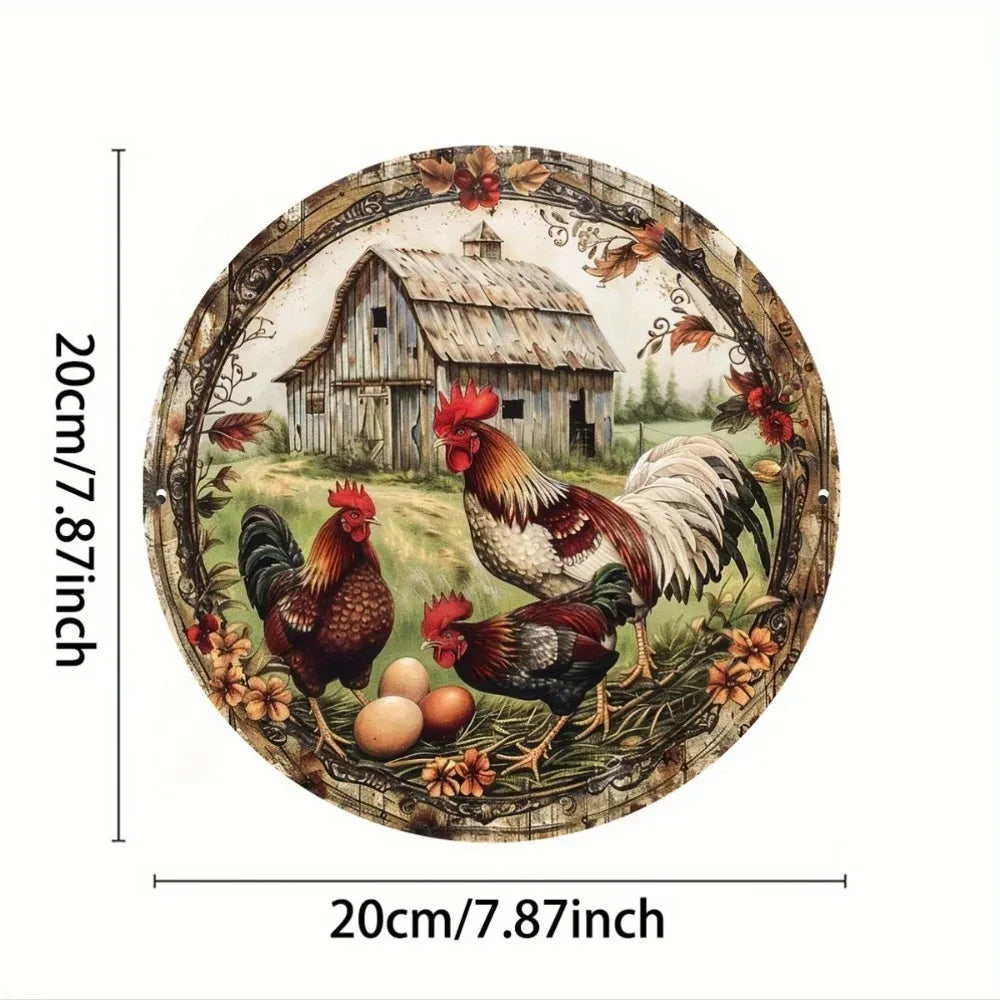 Farmhouse Chicken Metal Art Rustic Sign for Indoor and Outdoor