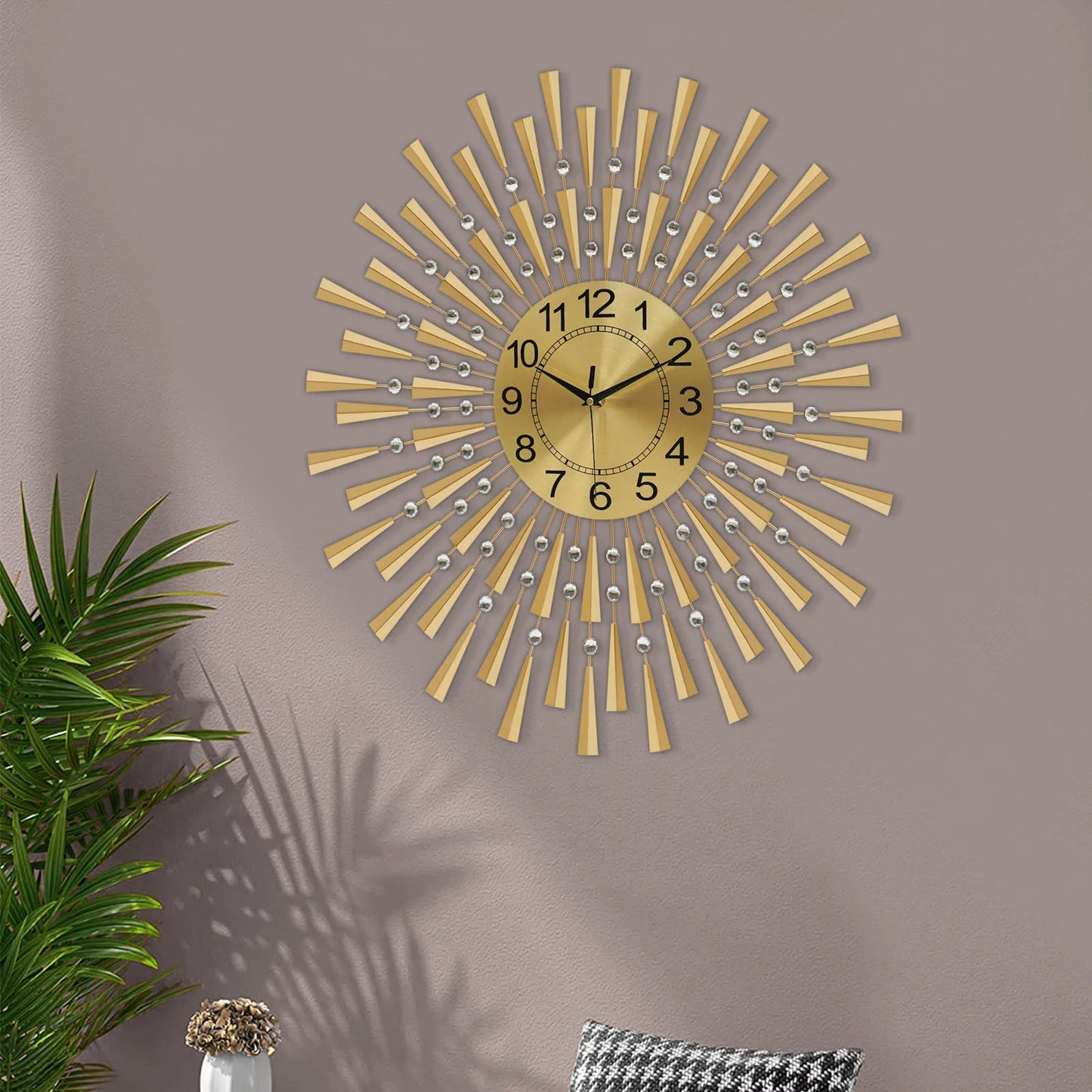 Hign-concerned Modern Gold Silent Wall Clock for Living Room