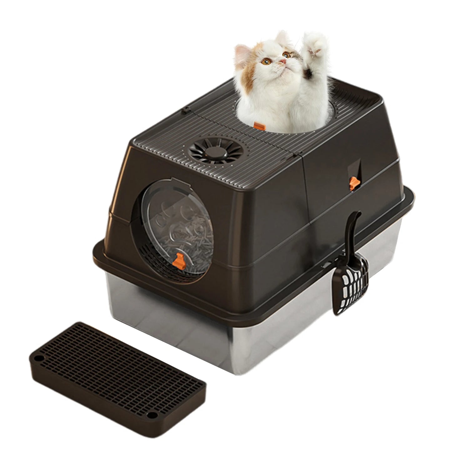 Stainless Steel Top Entry Litter Box for Cats