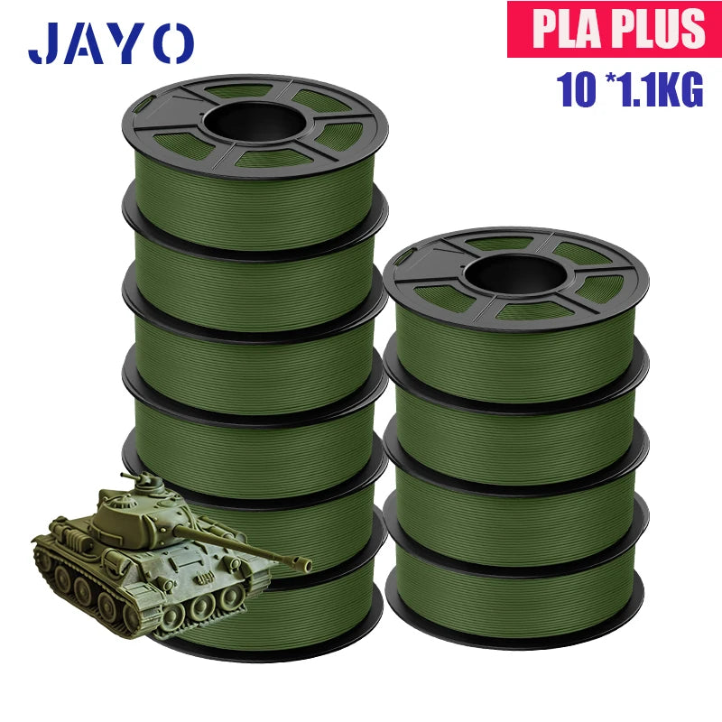 JAYO PLA Plus Filament 1.75mm 10 Rolls Set Non Toxic 3D Printing Refills Smooth No Bubbles Multiple Colors Optional