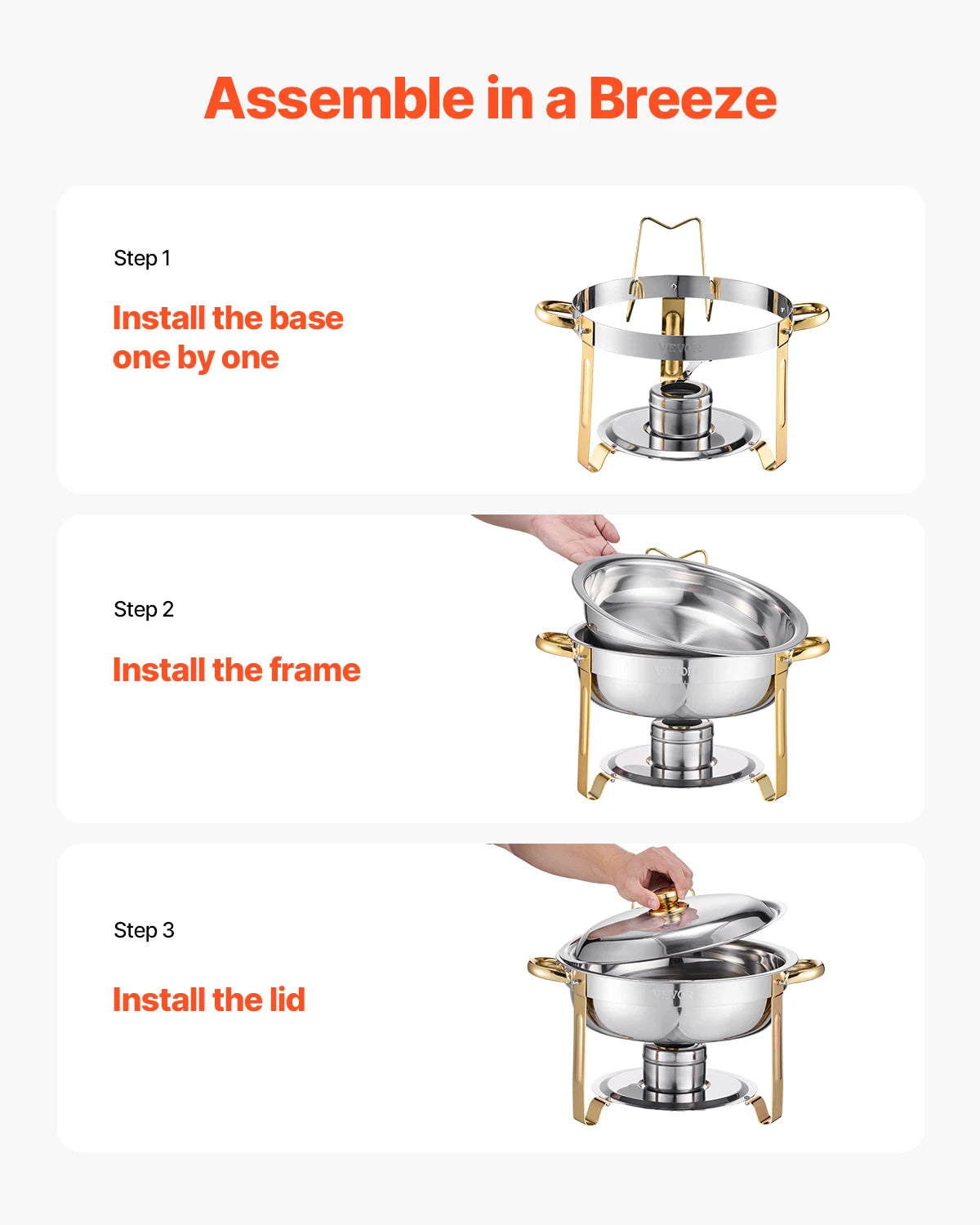 SucceBuy 4 Pack Chafing Dish Buffet Stainless Steel Warmer