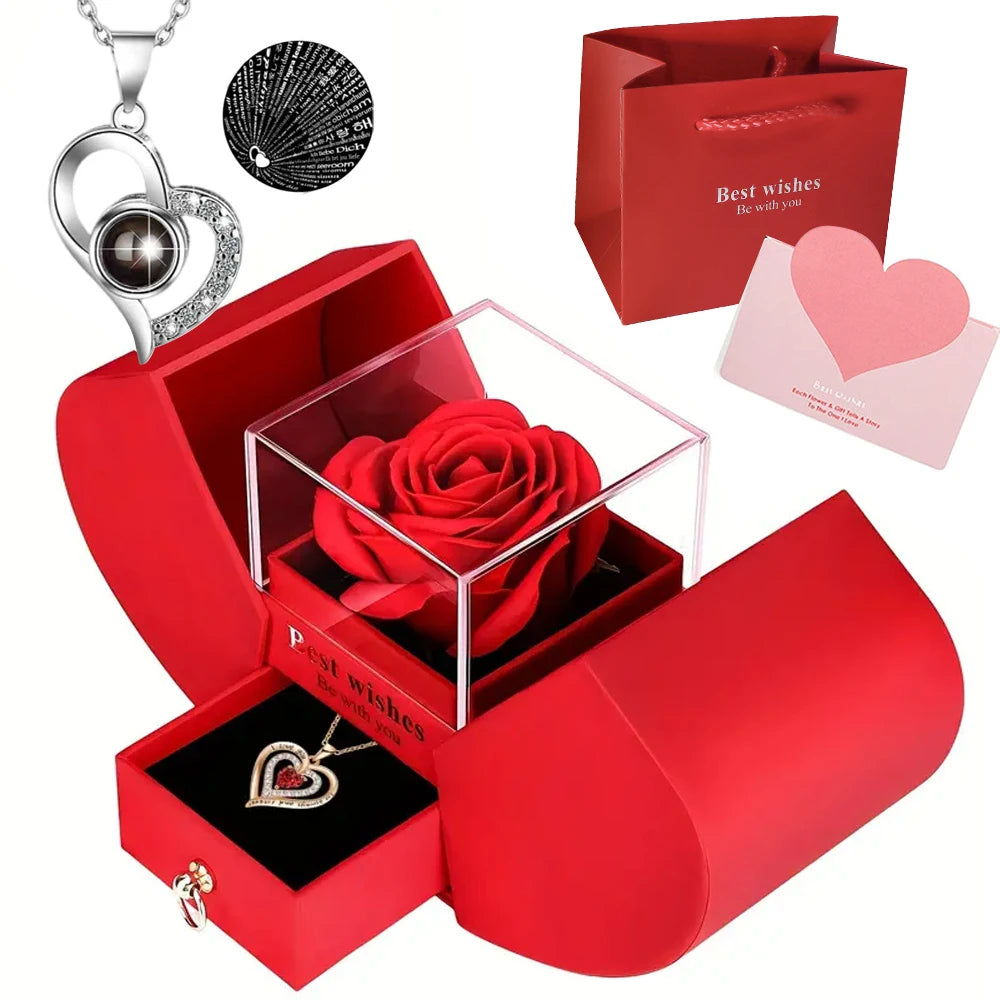 Choice Luxury Rose Jewelry Box With Artificial Flower