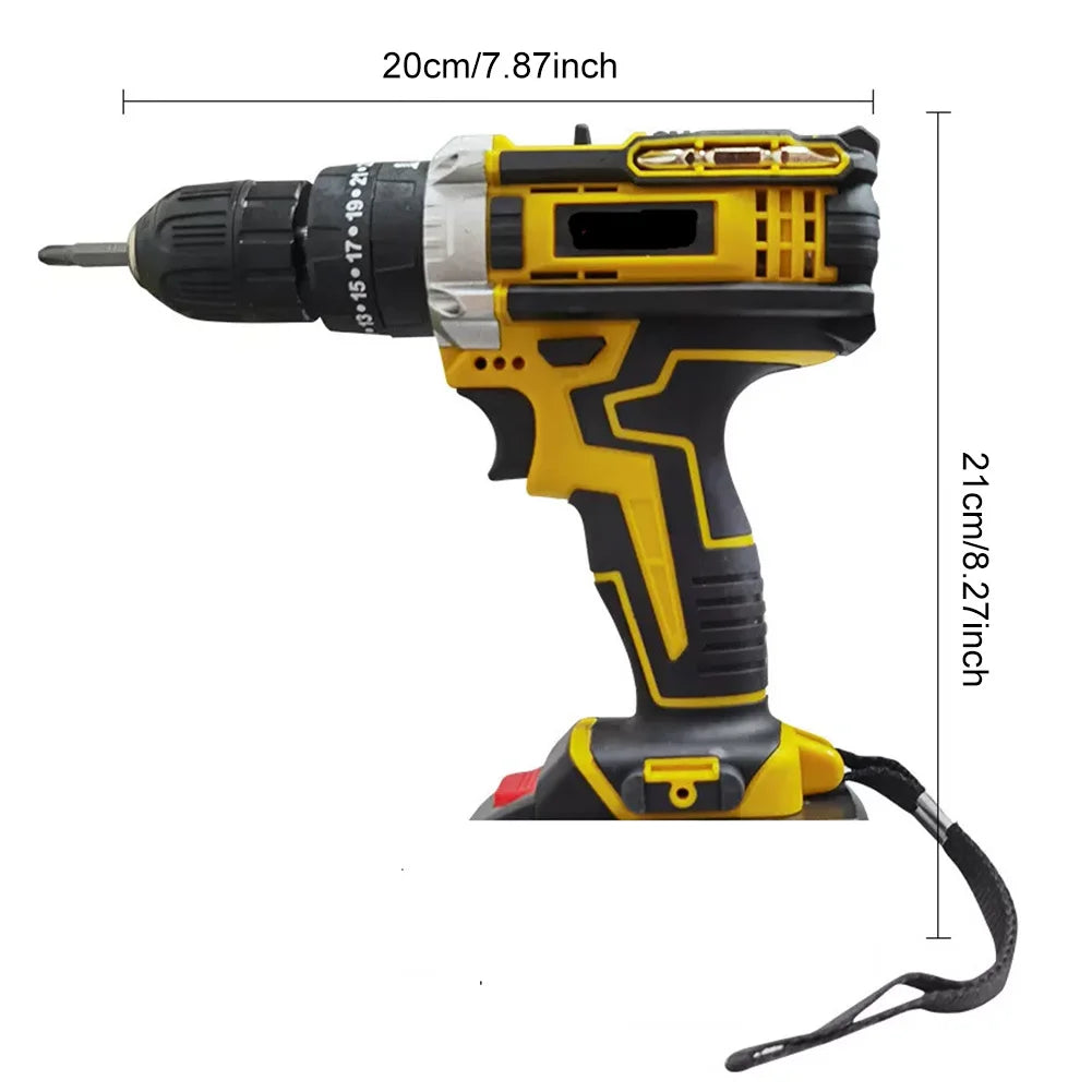 21V Cordless Drill 3/8 Inch Keyless Chuck Electric Drill 25 Plus 1 Clutch Max Torque 25 Plus 1 Nm Two Variable Speed for Home DIY and Repair