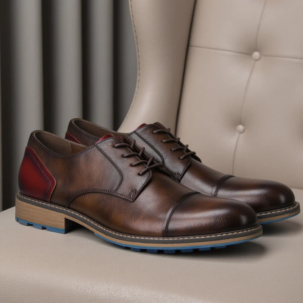 Retro Men Derby Shoes Casual Fashion Leather Shoes