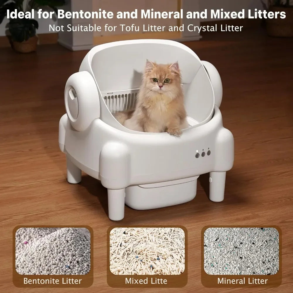 Self Cleaning Litter Box Open Top Design Automatic Cat Litter Box with App Control for Multiple Cats