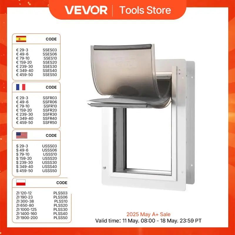 Vevor Pet Door Metal Frame with Lock and Three Flap System Weatherproof Doggy Door Easy to Install for Interior or Exterior Walls