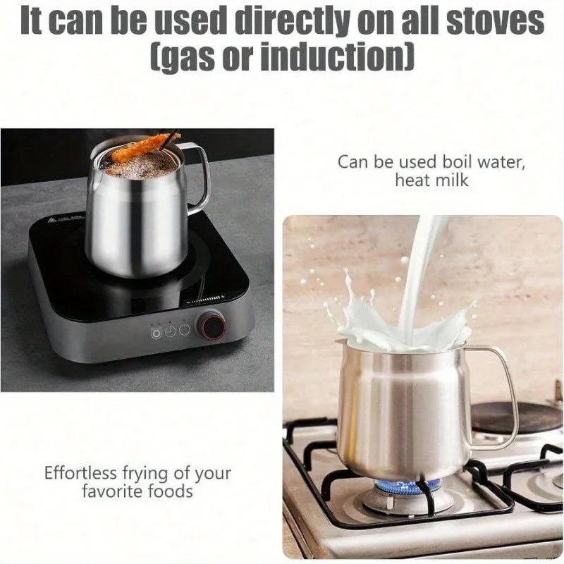 Oil Filter Pot with Strainer Deep Fryer Basket