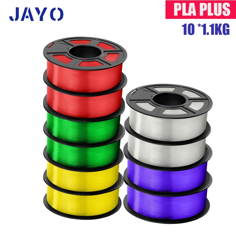 JAYO PLA Plus Filament 1.75mm 10 Rolls Set Non Toxic 3D Printing Refills Smooth No Bubbles Multiple Colors Optional