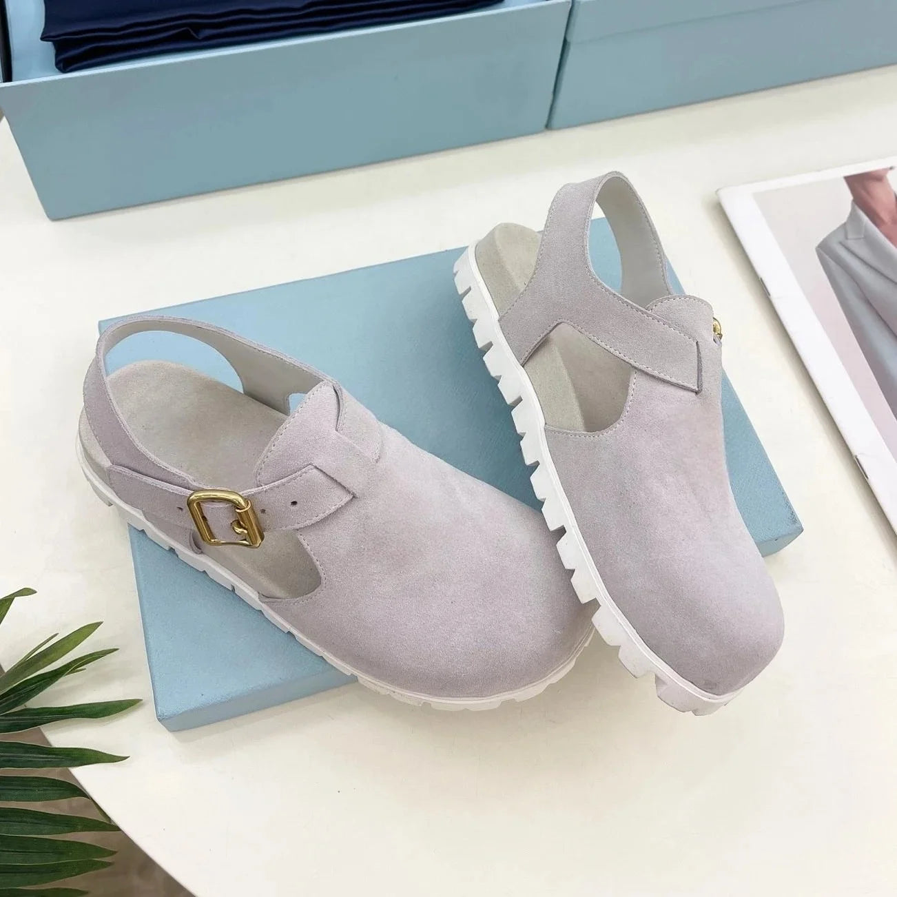 GUANSIYAO Retro Genuine Leather High Heel Mary Janes Shoes
