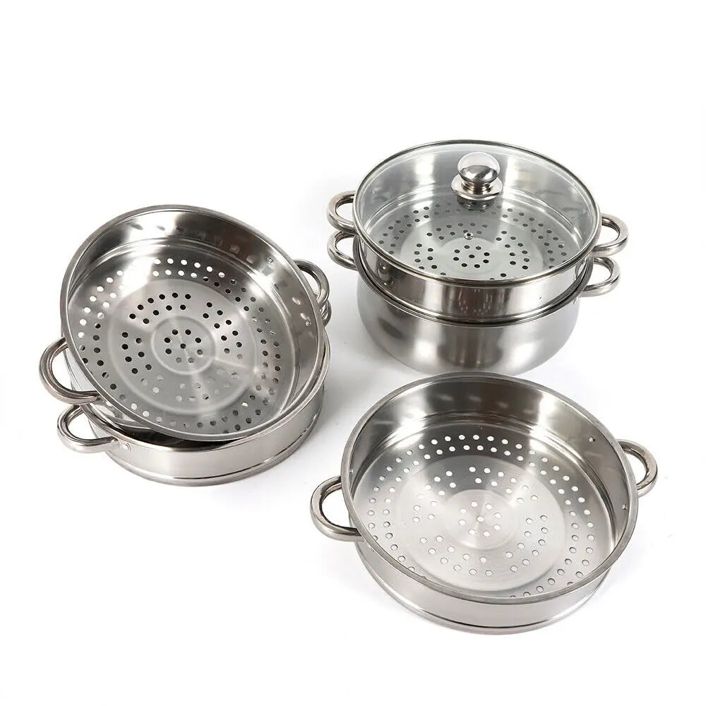30CM 5 Tier Cook Food Veg Pot Large Stainless Steel Steam Cooker