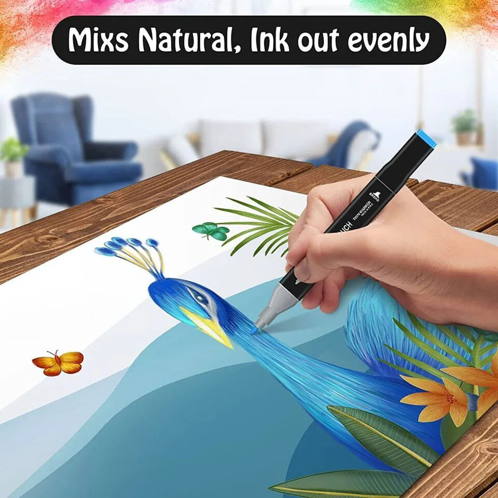 Permanent Art Sketch Drawing Marker Set Alcohol Double Tipped Markers 80 Colors