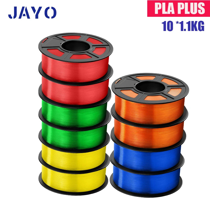 JAYO PLA Plus Filament 1.75mm 10 Rolls Set Non Toxic 3D Printing Refills Smooth No Bubbles Multiple Colors Optional
