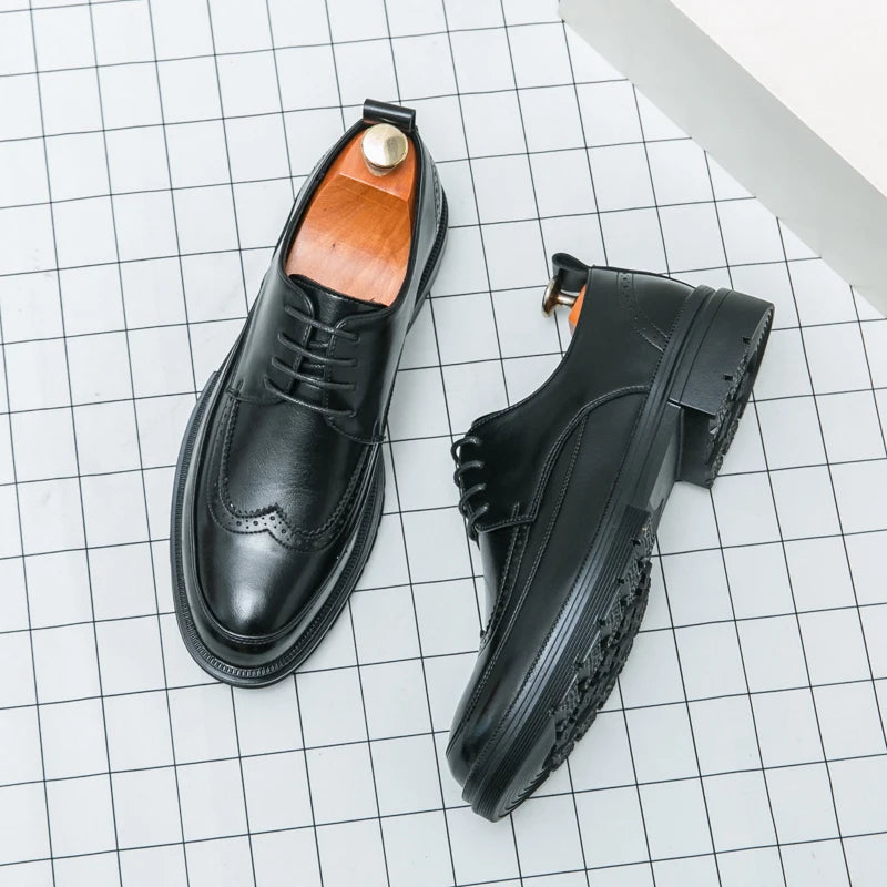 Men's Dress Oxford Shoes Classic Lace Up Formal Shoes Black