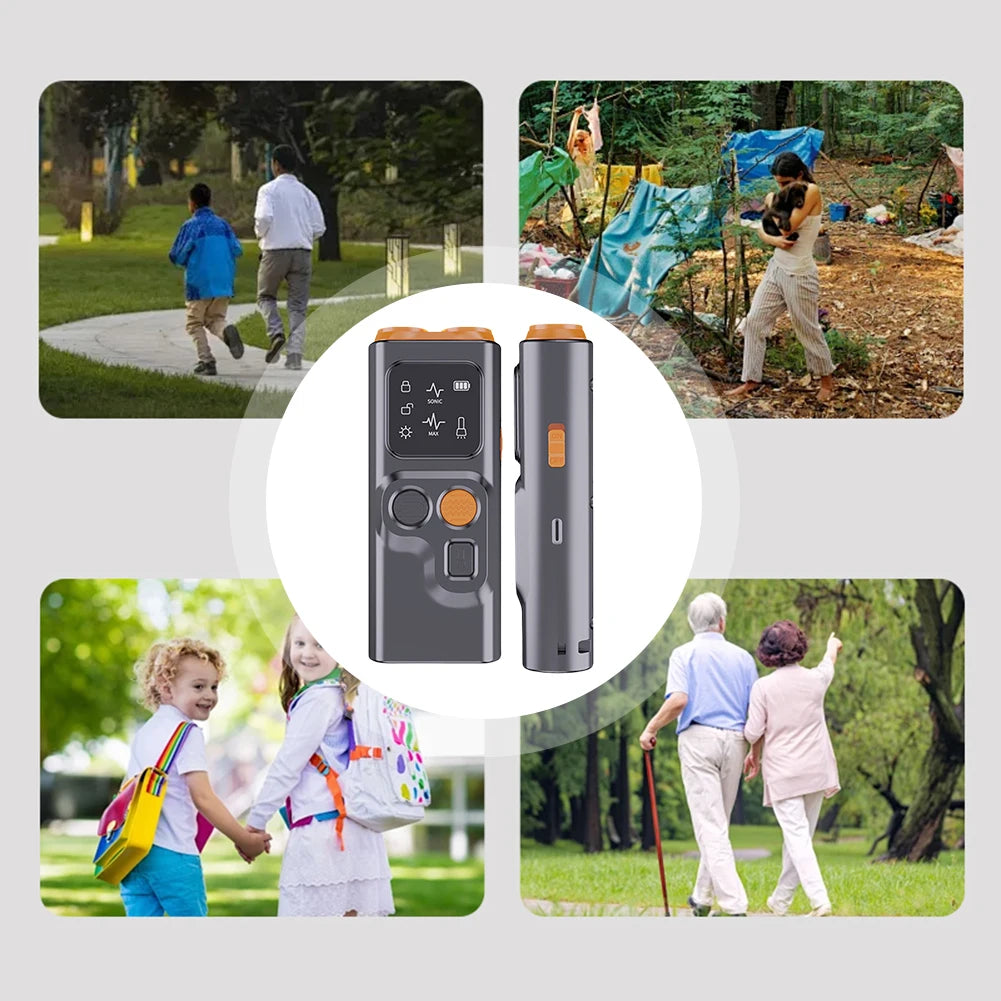 Ultrasonic Dog Bark Deterrent Device with LED Flashlight Rechargeable Anti-Barking Device Dog Chaser for Indoor Outdoor Use