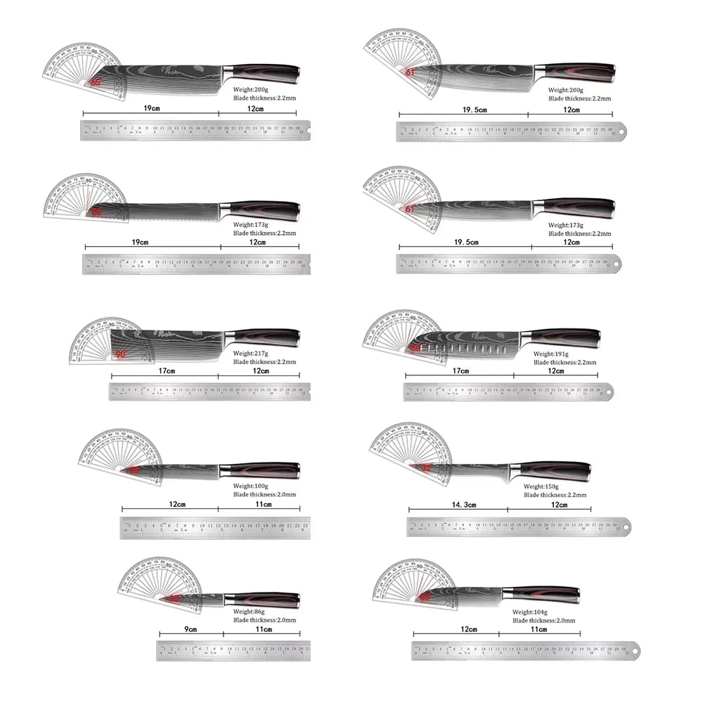 10 pcs Professional Kitchen Knife Set Stainless Steel