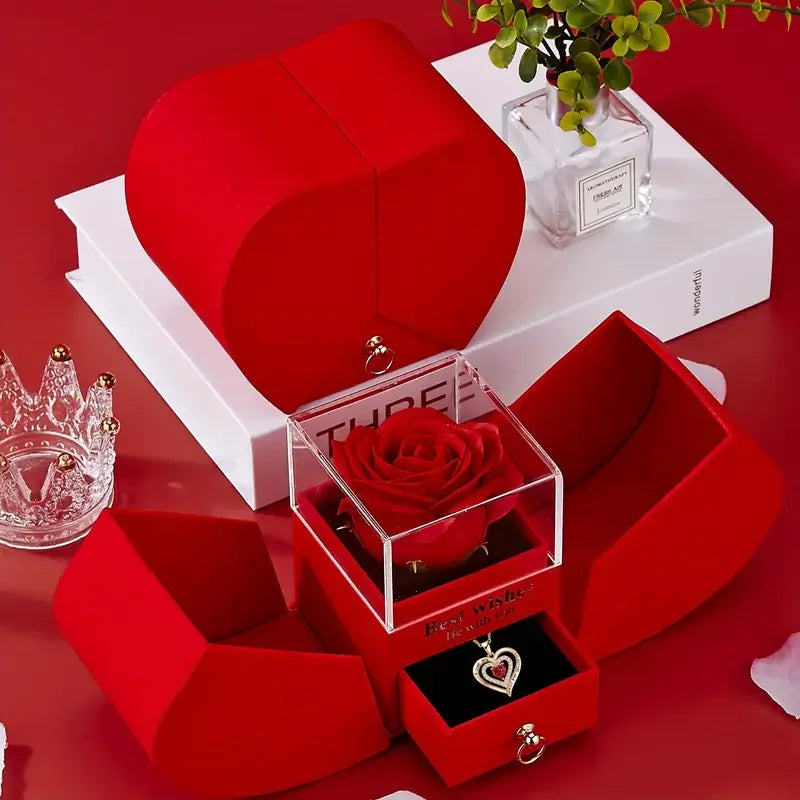 Luxury Rose Jewelry Box Gift For Valentines Day And Moments