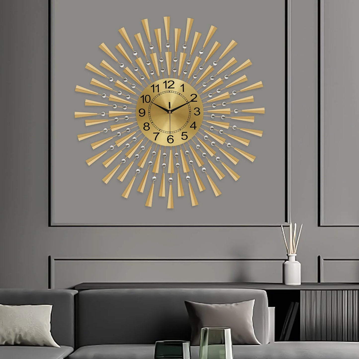Hign-concerned Modern Gold Silent Wall Clock for Living Room