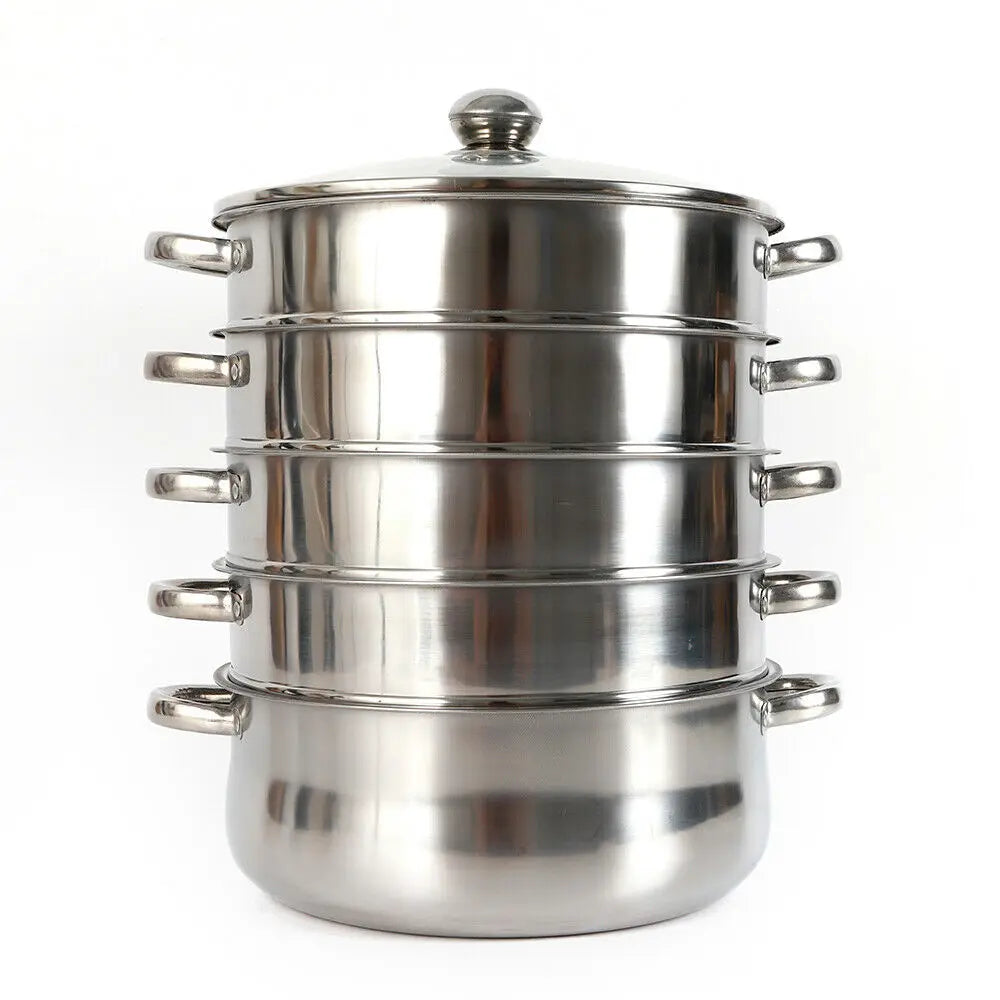 30CM 5 Tier Cook Food Veg Pot Large Stainless Steel Steam Cooker