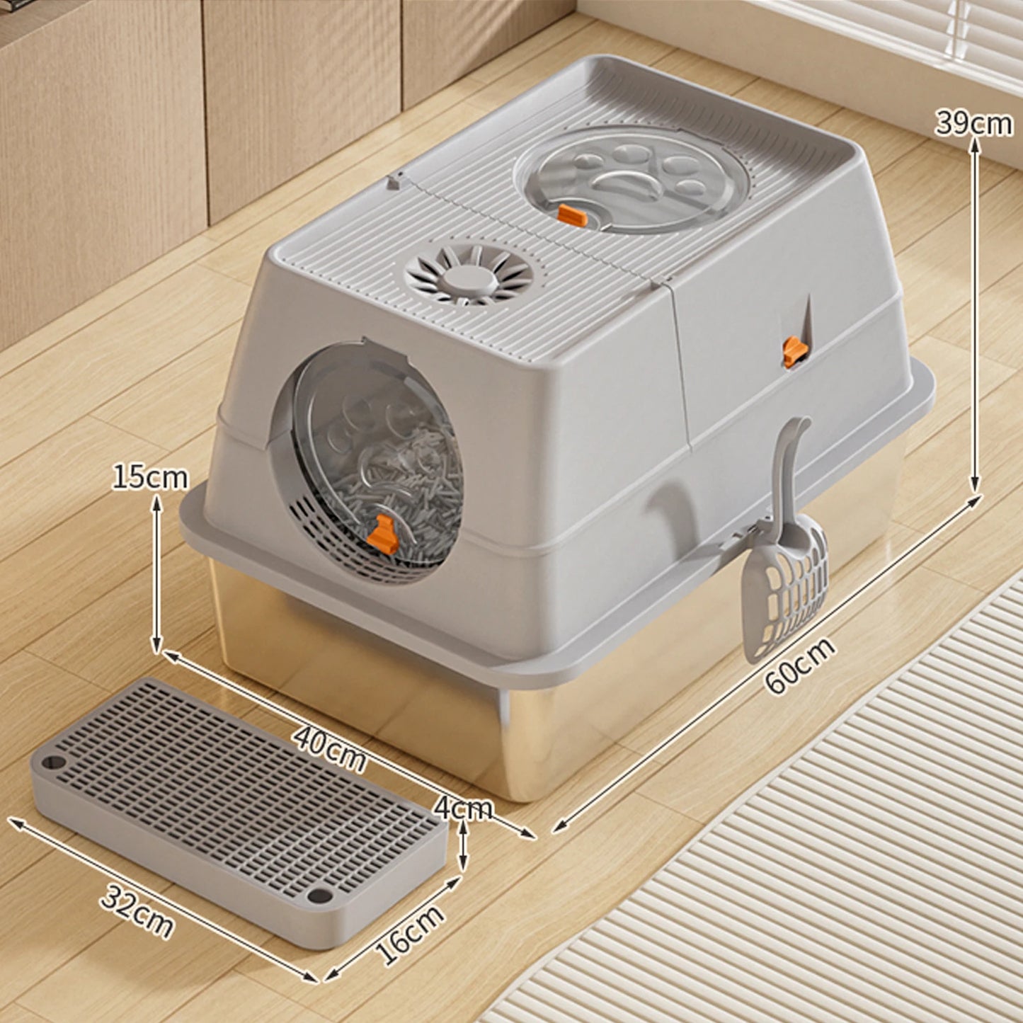 Stainless Steel Top Entry Litter Box for Cats