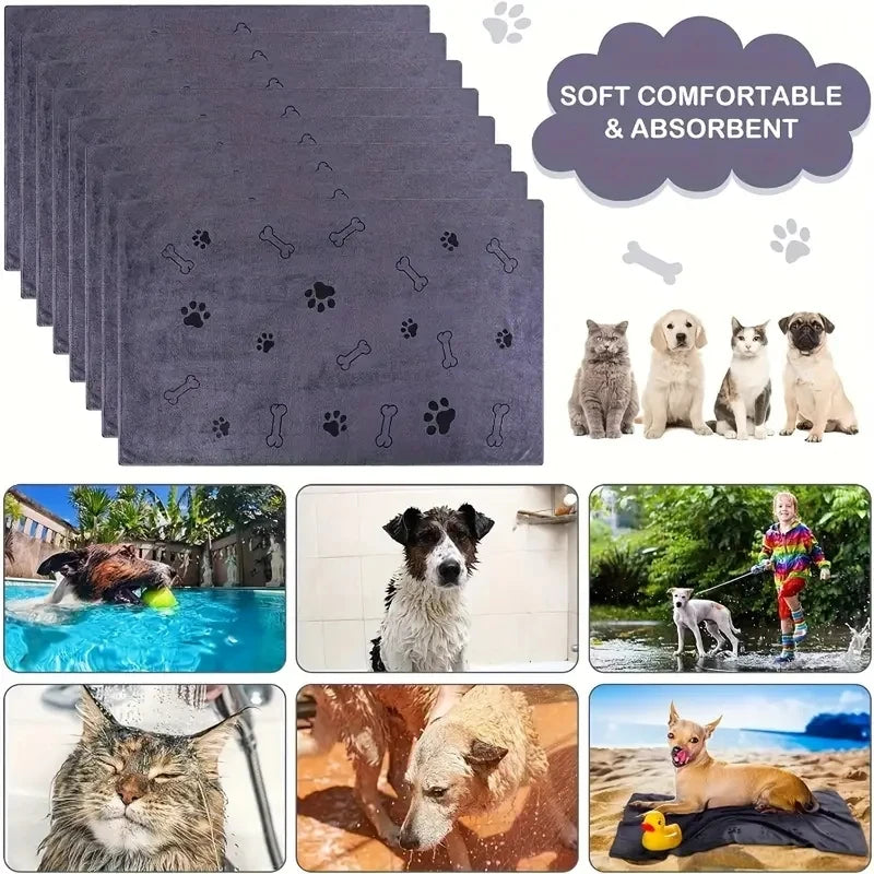 2pcs Soft Microfiber Dog Towels Quick Dry Absorbent Pet Bath and Grooming Towels for Dogs