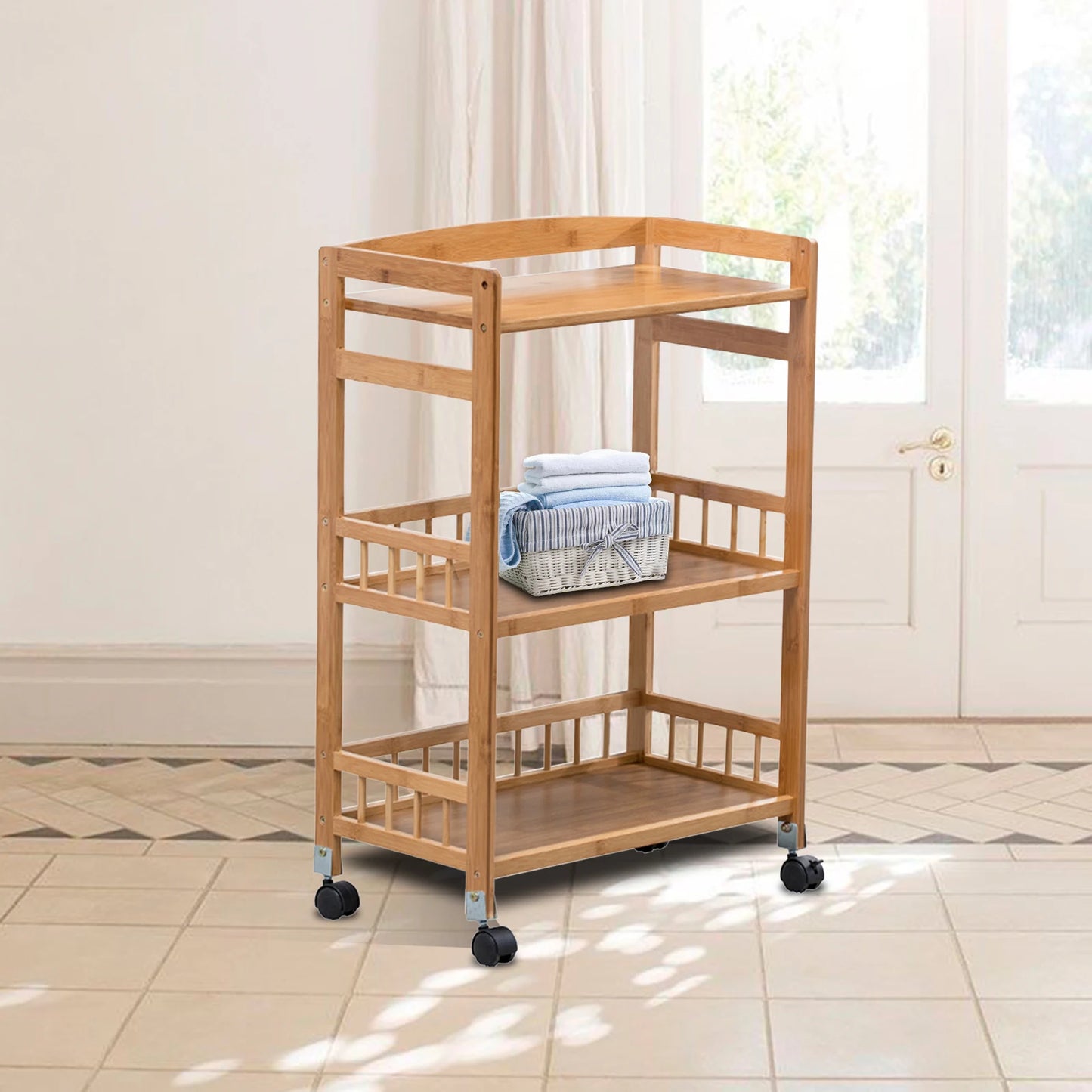 3-Tier Mobile Serving Cart Kitchen Storage Rack