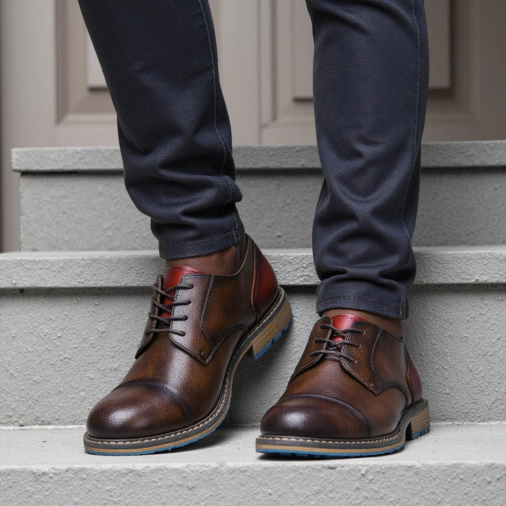 Retro Men Derby Shoes Casual Fashion Leather Shoes