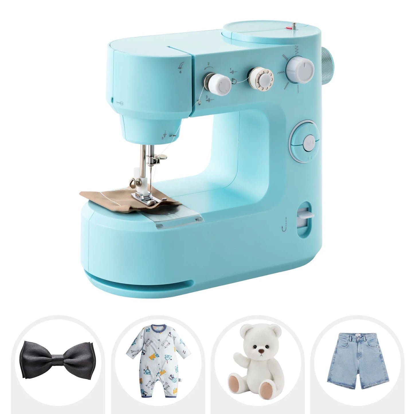 Portable Sewing Machine Electric Mini Stitch Mending Crafting LED Light 5 Stitch Application
