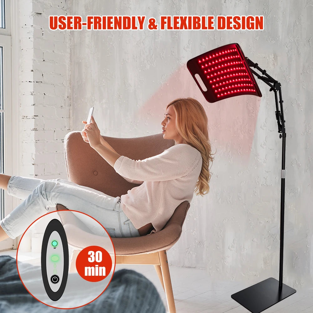 Red Light Lamp For Face And Body Home Use 660nm 850nm Near Infrared Light Panel Device With Adjustable Stand And Timer