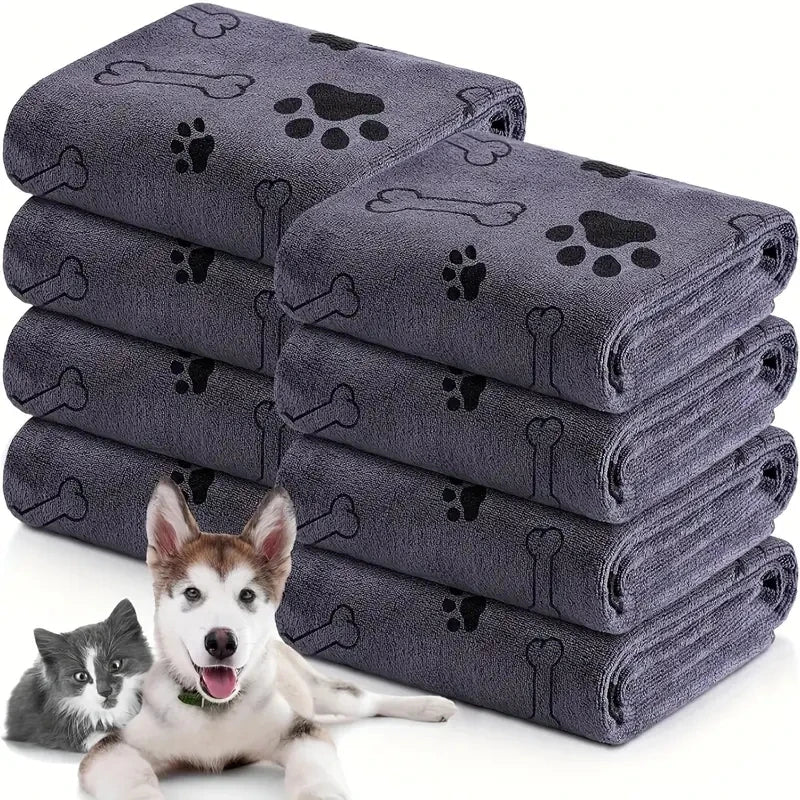 2pcs Soft Microfiber Dog Towels Quick Dry Absorbent Pet Bath and Grooming Towels for Dogs
