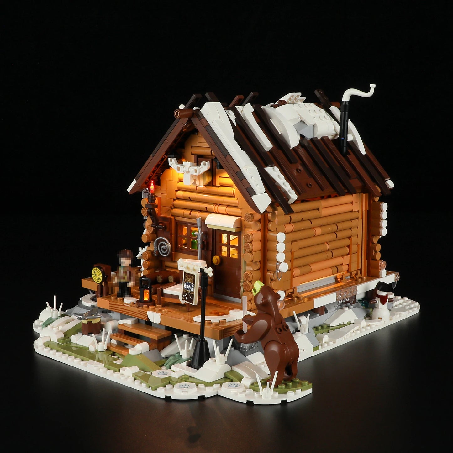 Hunting Lodge House Buildings Sets City Forest Snow-Covered Lodge With LED Model Modular Buildings Blocks Christmas Gift 2036PCS