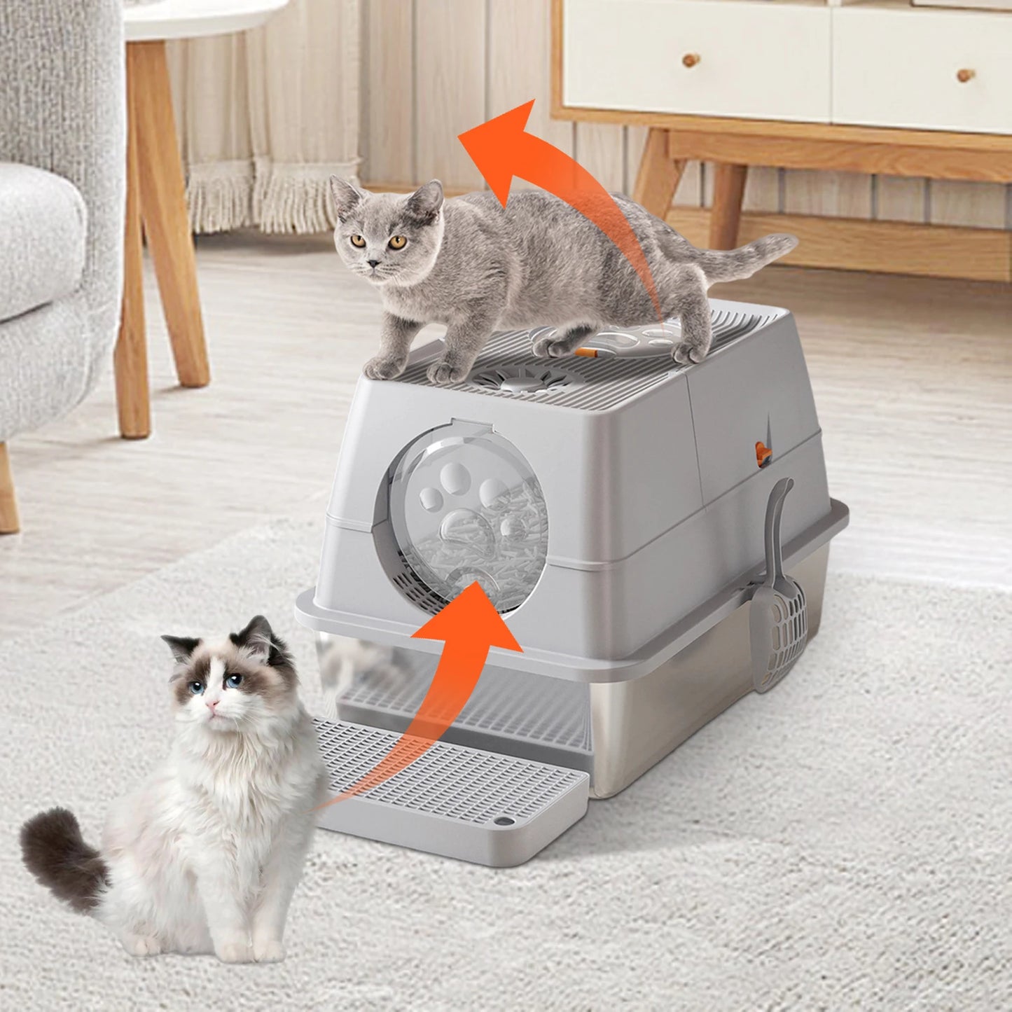 Stainless Steel Top Entry Litter Box for Cats