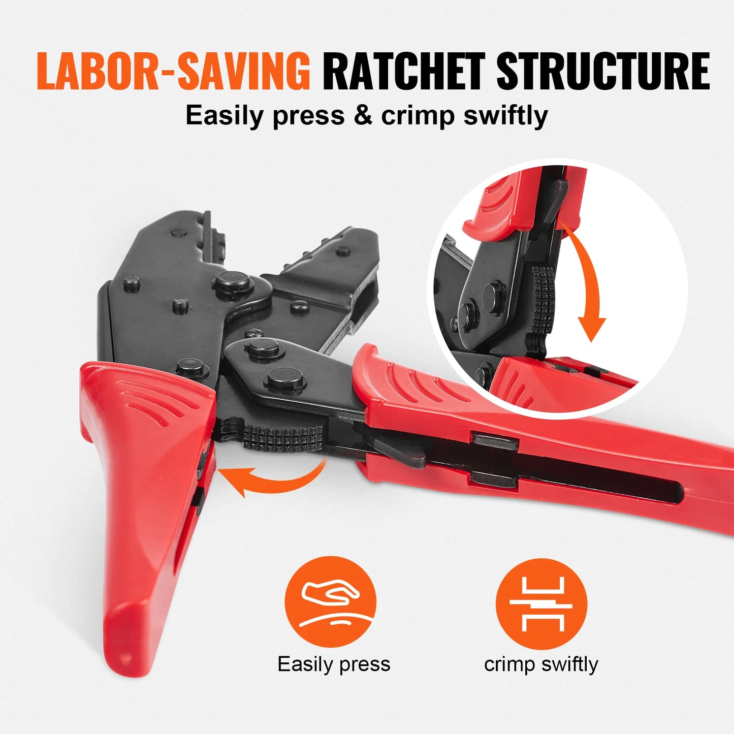 VEVOR Labor-Saving Ratcheting Wire Crimping Tool with Gloves