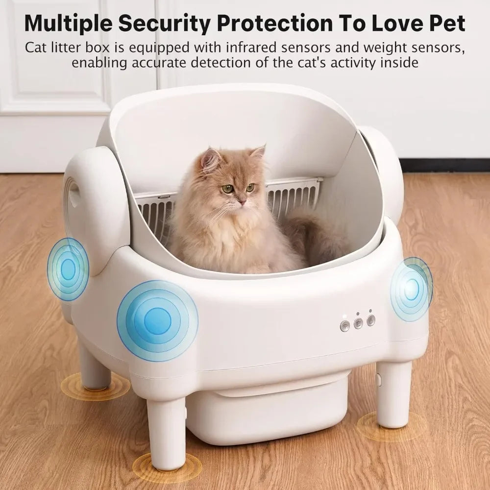 Self Cleaning Litter Box Open Top Design Automatic Cat Litter Box with App Control for Multiple Cats
